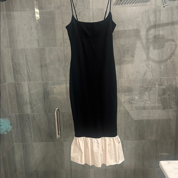 STAUD Black and Cream Midi Dress - Picture 1 of 3